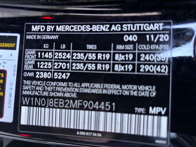 VIN W1N0J8EB2MF904451 2021 MERCEDES-BENZ GLC-CLASS no.10