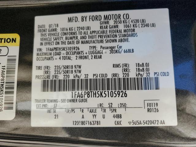 VIN 1FA6P8TH5K5105926 2019 Ford Mustang no.12