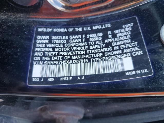 2018 HONDA CIVIC EX - SHHFK7H5XJU207915