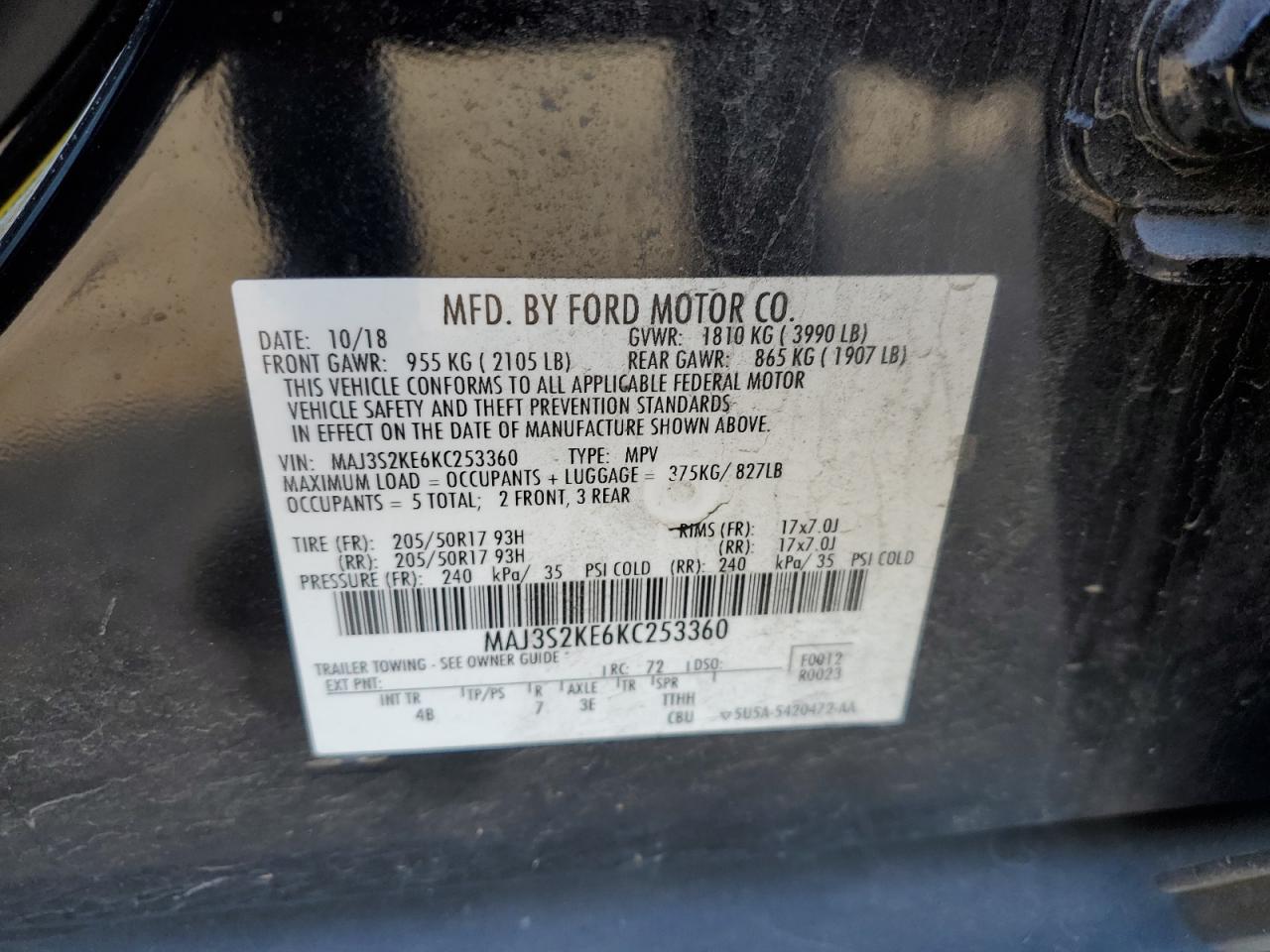 Lot #3034339094 2019 FORD ECOSPORT T