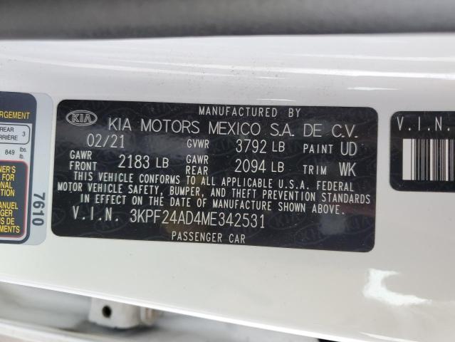 VIN 3KPF24AD4ME342531 2021 KIA FORTE no.12