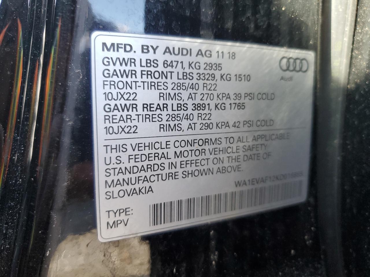 Lot #2986406176 2019 AUDI Q8 PREMIUM