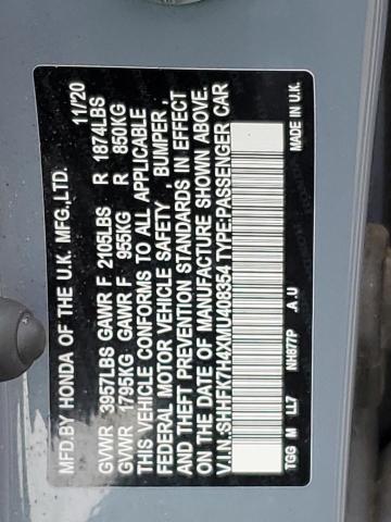 2021 HONDA CIVIC SPOR - SHHFK7H4XMU408354