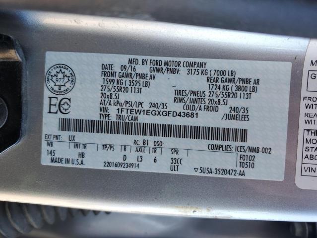 2016 FORD F150 SUPER - 1FTEW1EGXGFD43681