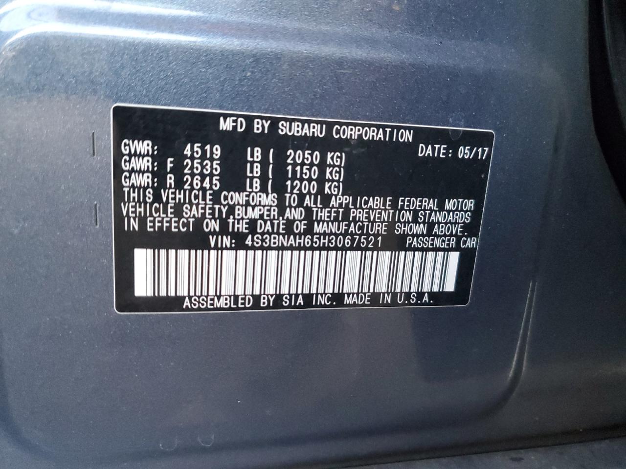 Lot #2994088414 2017 SUBARU LEGACY 2.5