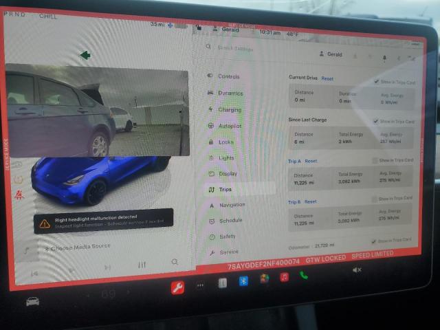 2022 TESLA MODEL Y - 7SAYGDEF2NF400074