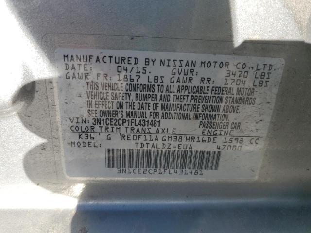 VIN 3N1CE2CP1FL431481 2015 Nissan Versa, S no.12