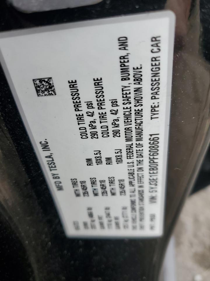 Lot #2978540226 2023 TESLA MODEL 3