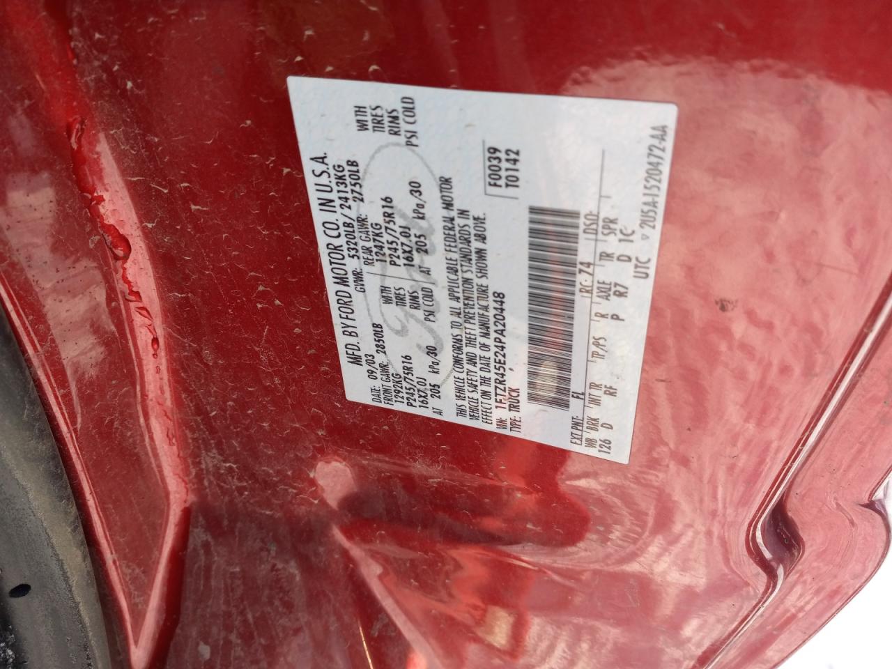 Lot #3256705389 2004 FORD RANGER SUP