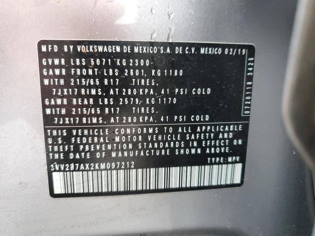 2019 VOLKSWAGEN TIGUAN SE - 3VV2B7AX2KM097212