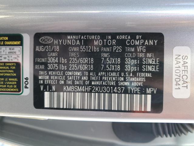 2019 HYUNDAI SANTA FE X - KM8SM4HF2KU301437