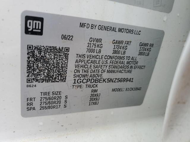 2022 CHEVROLET SILVERADO - 1GCPDBEK5NZ569941