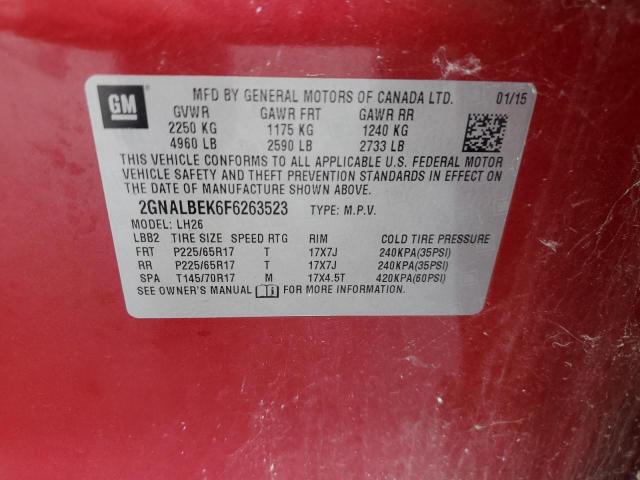 2015 CHEVROLET EQUINOX LT - 2GNALBEK6F6263523