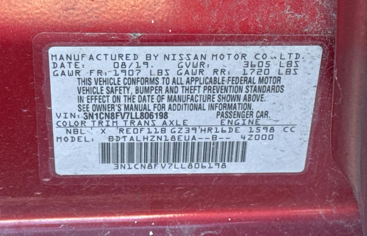 Lot #2976524582 2020 NISSAN VERSA SR