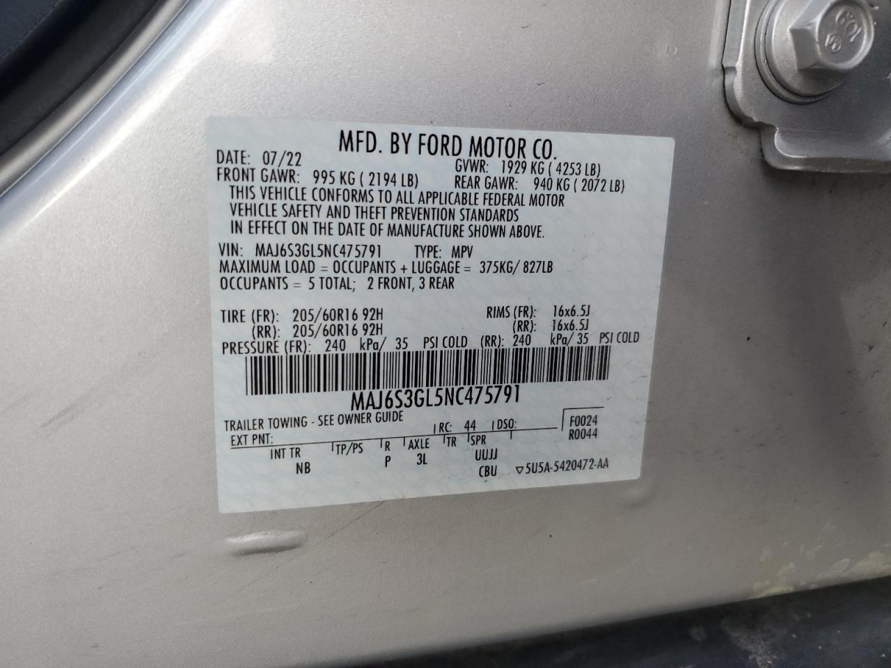 Lot #2989272622 2022 FORD ECOSPORT S