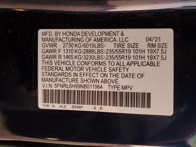2022 HONDA ODYSSEY EL - 5FNRL6H99NB011964