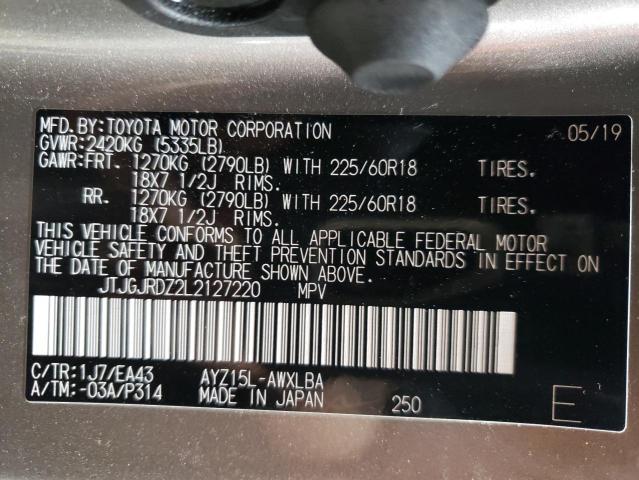 2020 LEXUS NX 300H JTJGJRDZ2L2127220