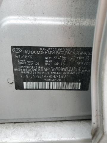 VIN 5NPE34AF2KH774506 2019 HYUNDAI SONATA no.12