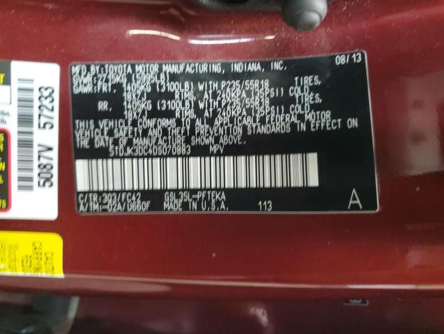 VIN 5TDJK3DC4DS070883 2013 TOYOTA ALL MODELS no.13