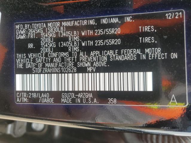 2022 TOYOTA HIGHLANDER - 5TDFZRAHXNS102628