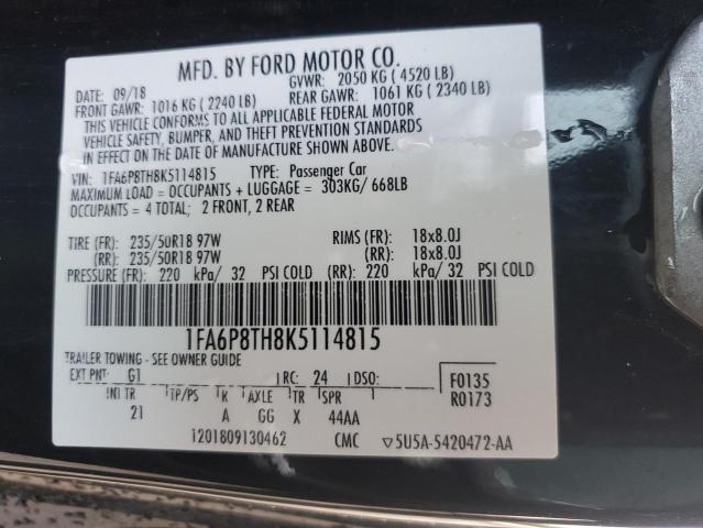 2019 FORD MUSTANG - 1FA6P8TH8K5114815