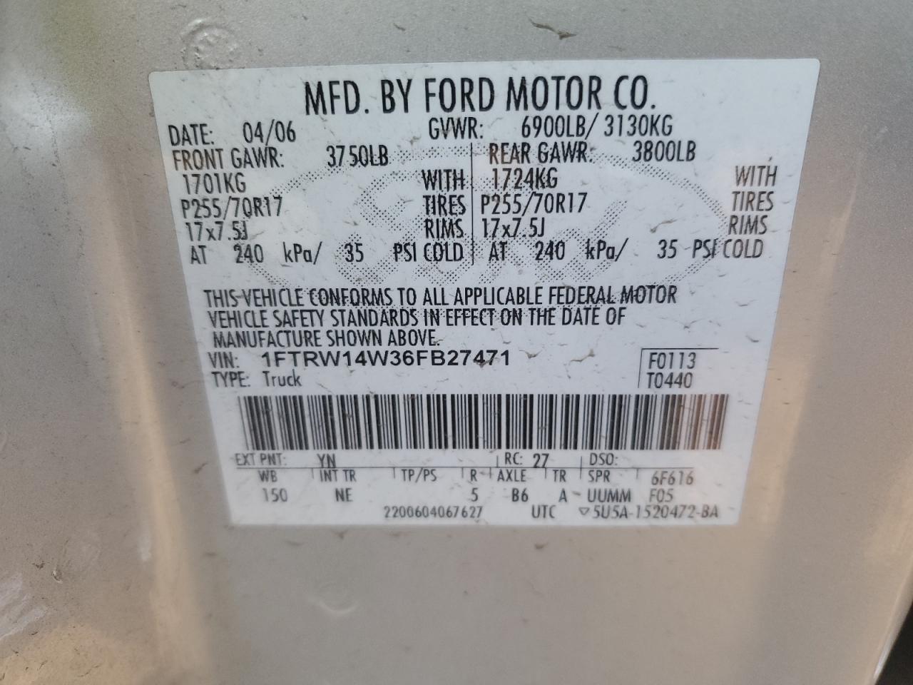 Lot #3005905329 2006 FORD F150 SUPER