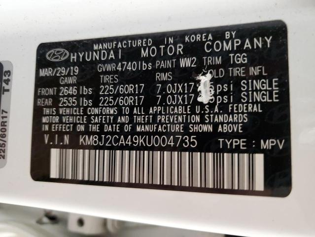 VIN KM8J2CA49KU004735 2019 HYUNDAI TUCSON no.13