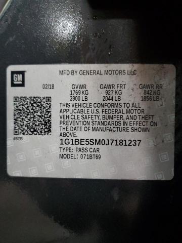 2018 CHEVROLET CRUZE LT - 1G1BE5SM0J7181237