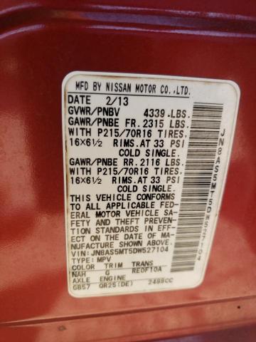 JN8AS5MT5DW527104 2013 NISSAN ROGUE