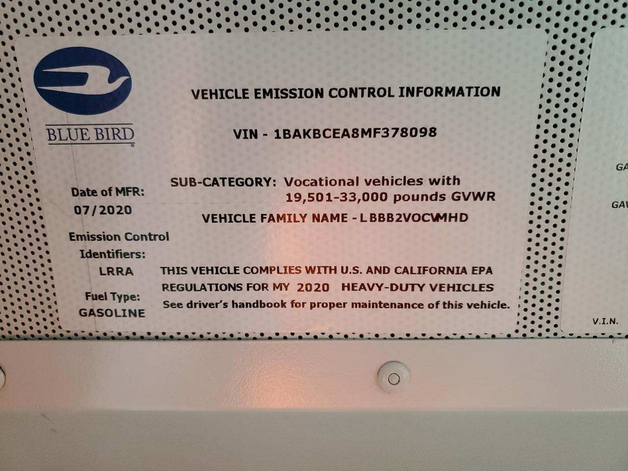 Lot #2970046522 2021 BLUE BIRD SCHOOL BUS