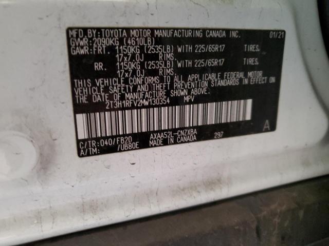 VIN 2T3H1RFV2MW130354 2021 TOYOTA RAV4 no.13