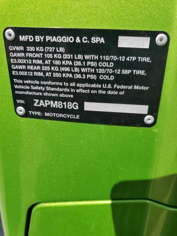 2019 VESPA SCOOTER ZAPM818G9K5800561