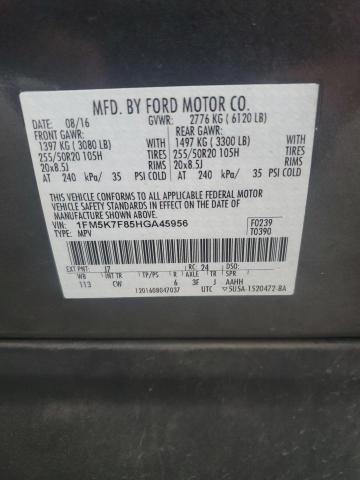 2017 FORD EXPLORER L - 1FM5K7F85HGA45956