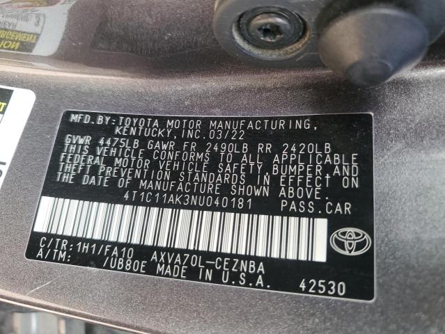 VIN 4T1C11AK3NU040181 2022 TOYOTA CAMRY no.12