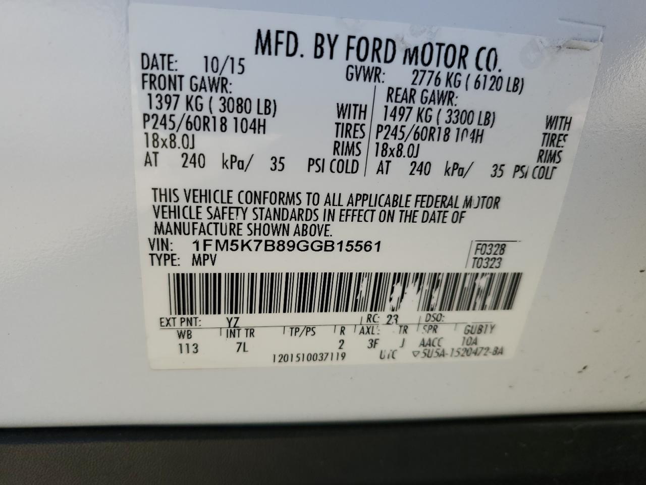 Lot #3023386261 2016 FORD EXPLORER