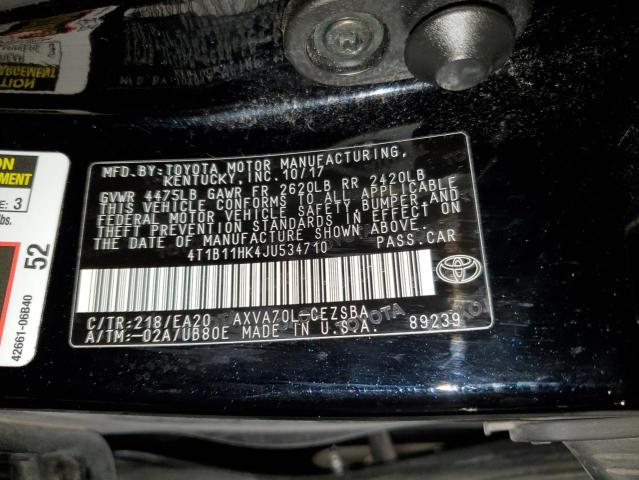 2018 TOYOTA CAMRY L - 4T1B11HK4JU534710