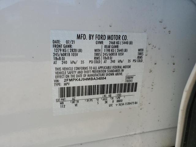 2021 FORD EDGE SEL - 2FMPK4J94MBA34004