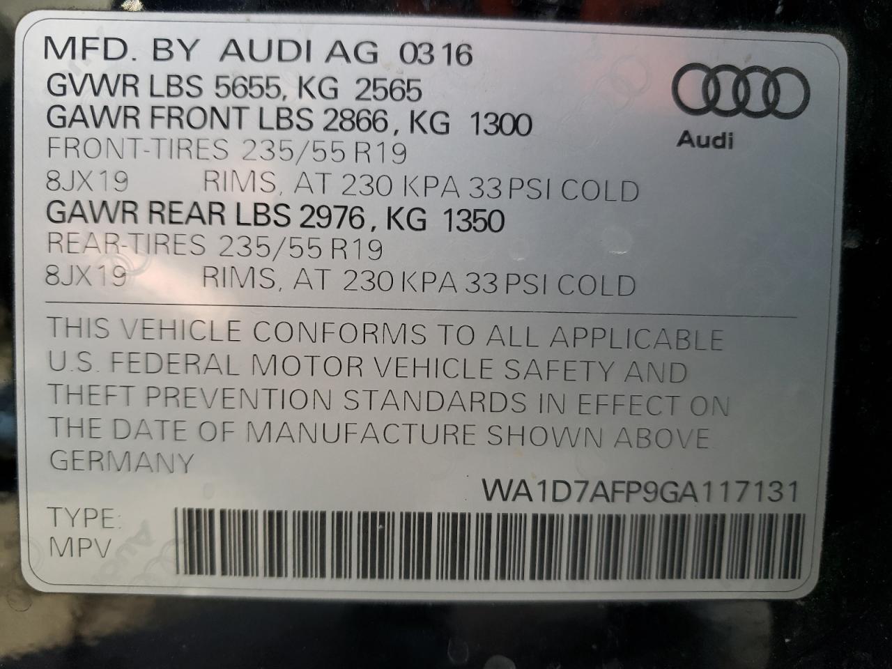 Lot #2953155733 2016 AUDI Q5 PREMIUM