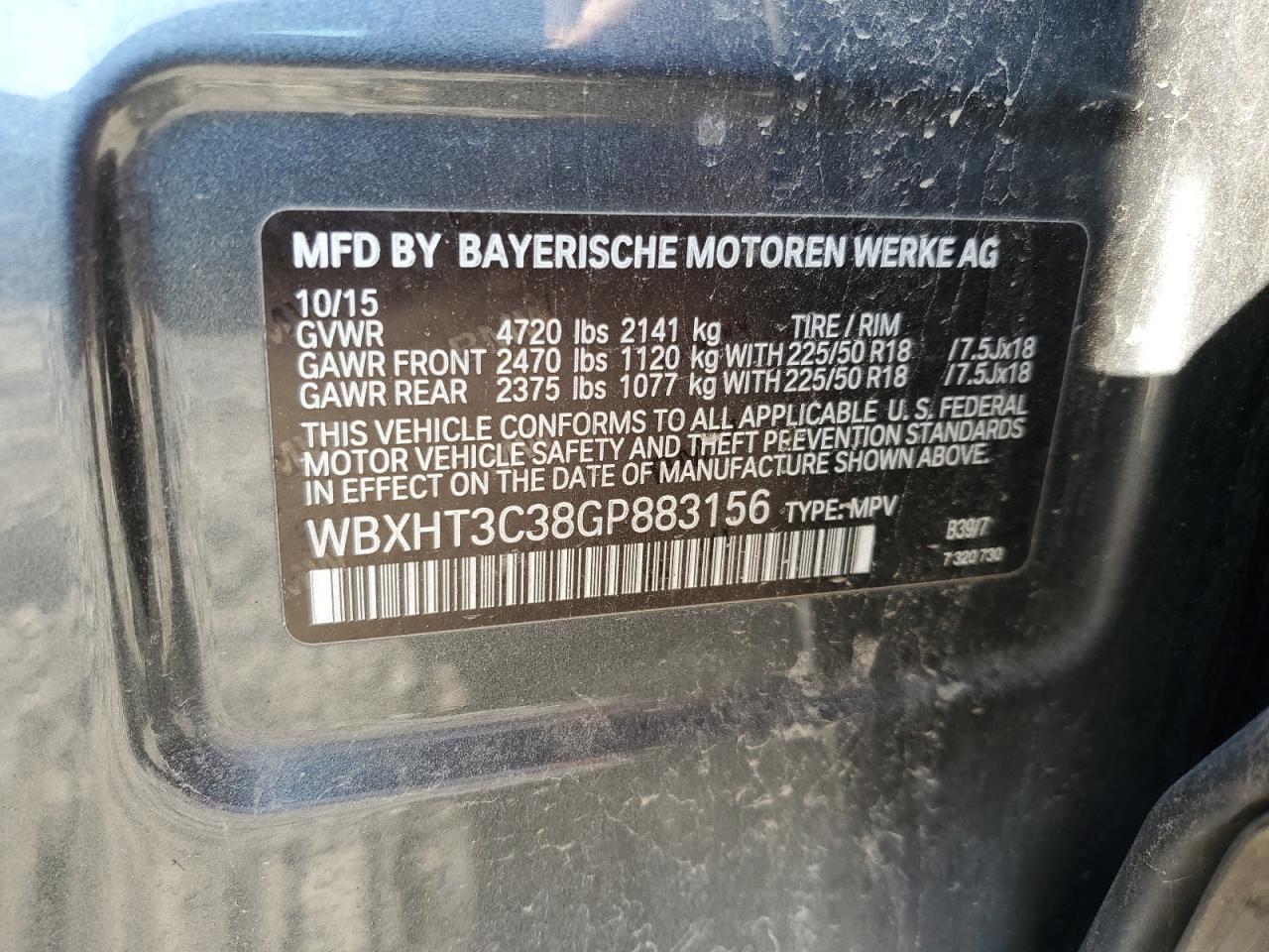 Lot #2979461666 2016 BMW X1 XDRIVE2