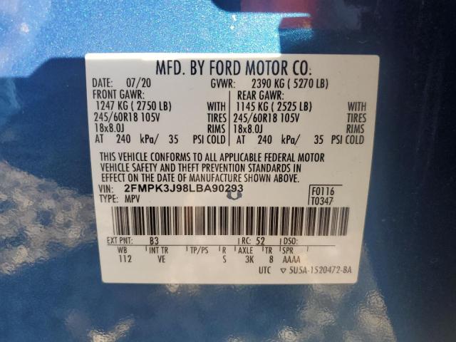 2020 FORD EDGE SEL - 2FMPK3J98LBA90293