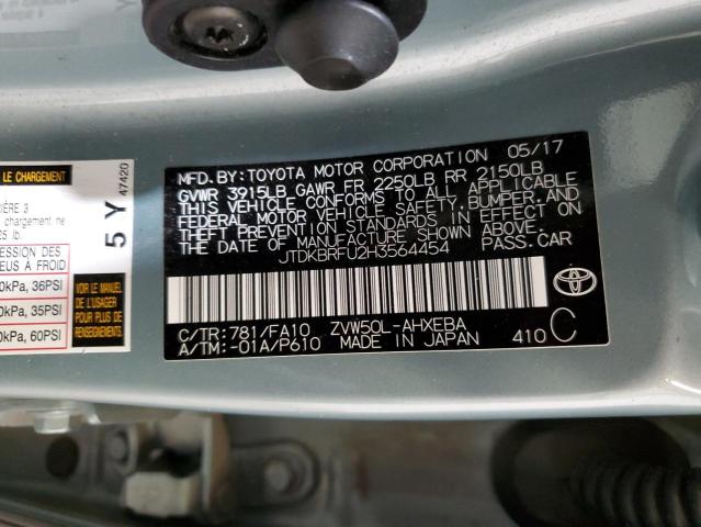 VIN JTDKBRFU2H3564454 2017 Toyota Prius no.12