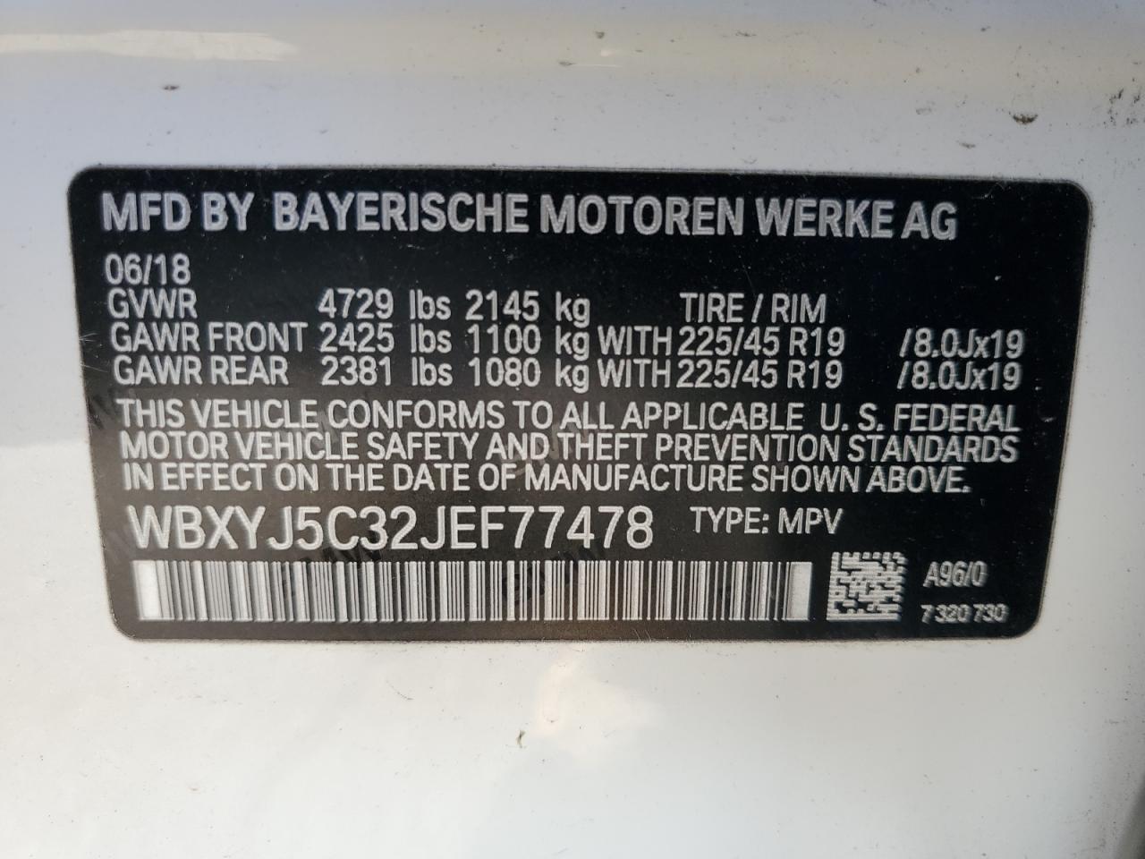 Lot #3028500931 2018 BMW X2 XDRIVE2