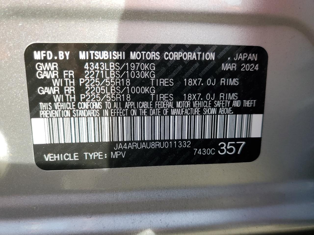 Lot #3028387823 2024 MITSUBISHI OUTLANDER