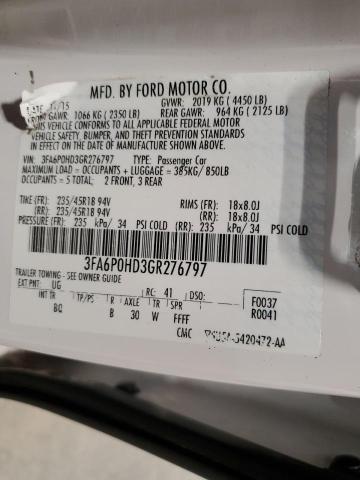 VIN 3FA6P0HD3GR276797 2016 Ford Fusion, SE no.12