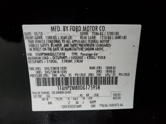 VIN 1FAHP2M80DG175958 2013 Ford Taurus, Police Inte... no.13