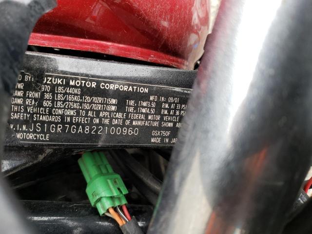 2002 SUZUKI GSX650 FA JS1GR7GA822100960