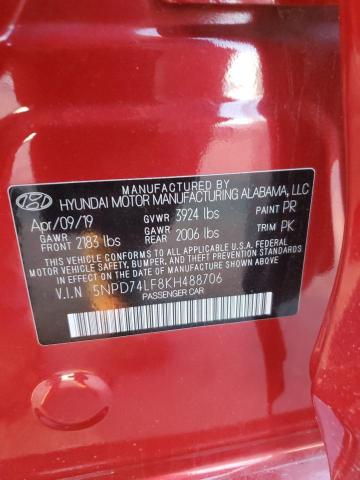 VIN 5NPD74LF8KH488706 2019 HYUNDAI ELANTRA no.13