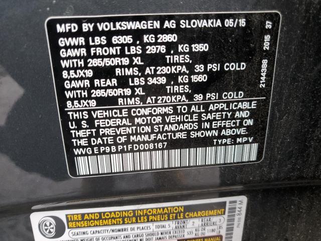 2015 VOLKSWAGEN TOUAREG V6 - WVGEP9BP1FD008167