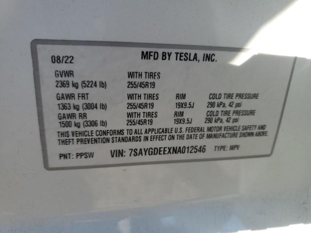 2022 TESLA MODEL Y - 7SAYGDEEXNA012546