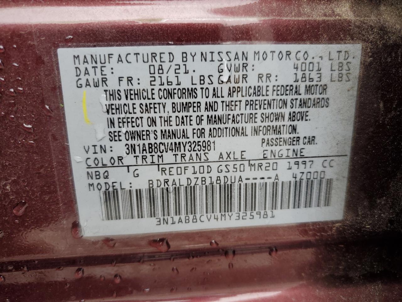 Lot #3024714588 2021 NISSAN SENTRA SV